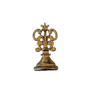 Vintage Fleur-De-Lis Gold Tone Brass Metal Wax Seal Stamp‎